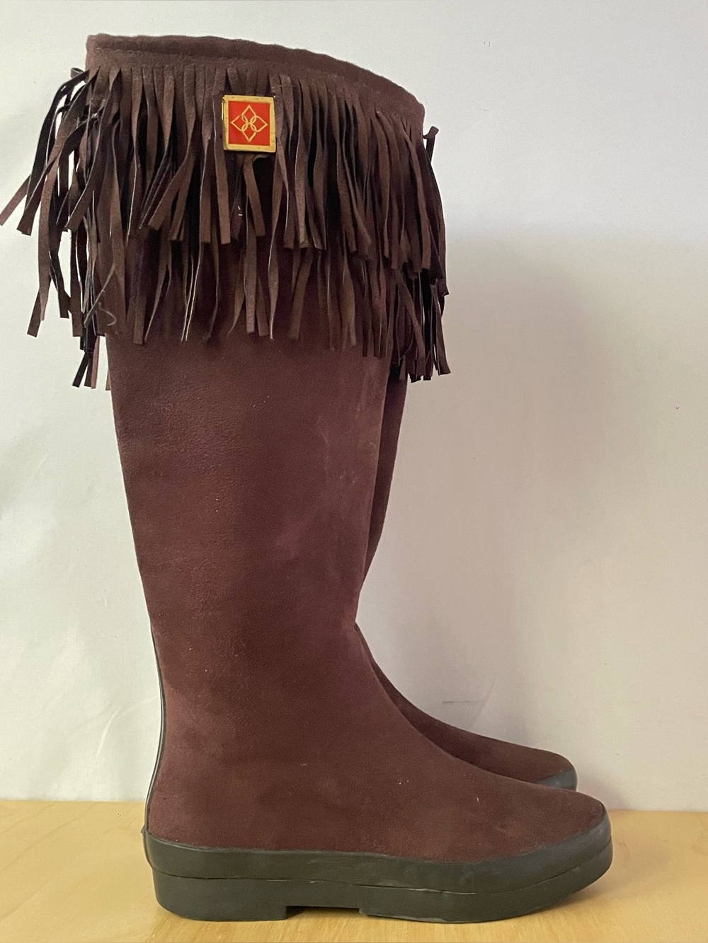 Dâv Sidney Faux Suede Fringe Rubber Rain Boots | US 6